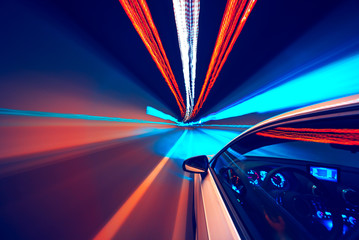 Abstract speed motion in tunnel, blurred motion.