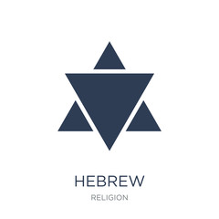 Hebrew icon. Trendy flat vector Hebrew icon on white background from Religion collection