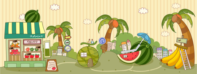 Fototapeta premium Fruits and vegetables displayed for sale at market stall