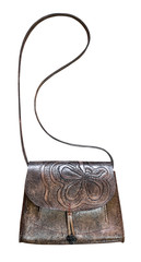 hand made carved leather shoulder bag cut out