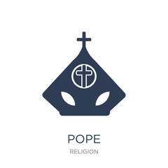 Pope icon. Trendy flat vector Pope icon on white background from Religion collection