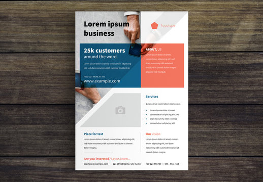 Business Flyer Layout with Blue and Orange Accents