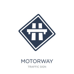 Motorway sign icon. Trendy flat vector Motorway sign icon on white background from traffic sign collection