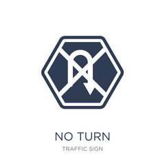 No turn sign icon. Trendy flat vector No turn sign icon on white background from traffic sign collection