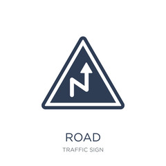 Road sign icon. Trendy flat vector Road sign icon on white background from traffic sign collection