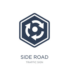 side road sign icon. Trendy flat vector side road sign icon on white background from traffic sign collection