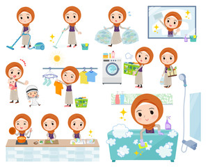 Arab women orange Hijab_housekeeping