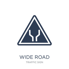Wide road sign icon. Trendy flat vector Wide road sign icon on white background from traffic sign collection