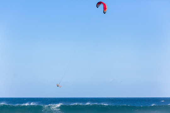 Kite Surfing Surfer Flying Ocean Action