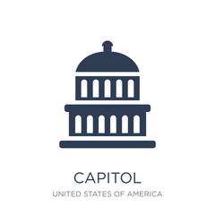 Capitol icon. Trendy flat vector Capitol icon on white background from United States of America collection