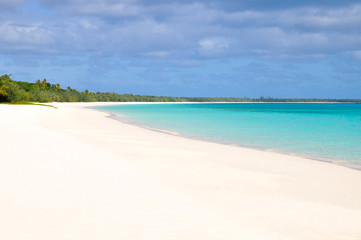 Tropical beach on Ouvea Island in New Caledonia, France.