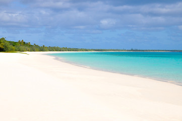 Tropical beach on Ouvea Island in New Caledonia, France.