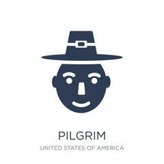 Pilgrim icon. Trendy flat vector Pilgrim icon on white background from United States of America collection