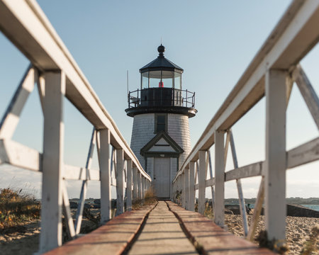 View of Brant Point lighthouse against clear sky