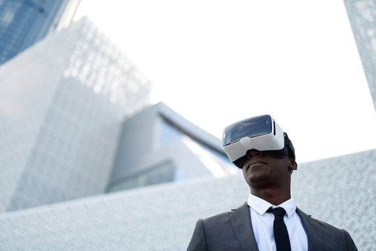 Businessman with VR glasses