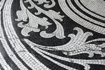 Background Pattern Of Ancient Mosaic Tiles Depicting Ornaments