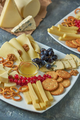cheese platter on a plate with berries