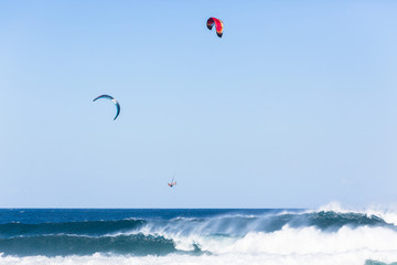 Kite Surfing Surfer Flying Ocean Action
