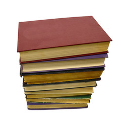 stack old hardcover books, isolated