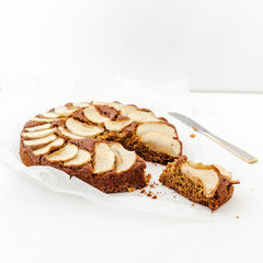 Apple pie on white background
