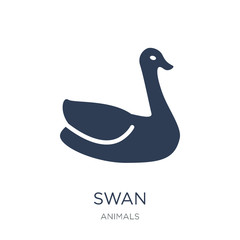 Swan icon. Trendy flat vector Swan icon on white background from animals collection