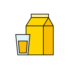 Juice flat vector illustration isolated on white background for icon, logotype, mobile app and web design. Drink with packet icon.