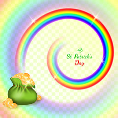 Fototapeta premium St Patricks day pot of gold with Irish rainbow
