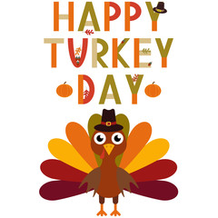 Vector Happy turkey day greeting card