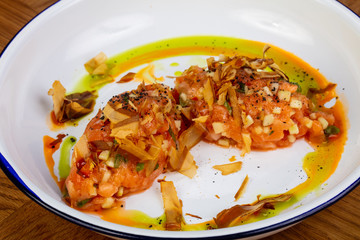 Tasty salmon tartar