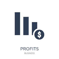 Profits icon. Trendy flat vector Profits icon on white background from business collection