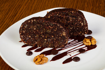 Chocolate roll with nuts