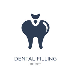 Dental filling icon. Trendy flat vector Dental filling icon on white background from Dentist collection
