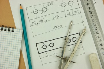 Sketch of rectangular detail, designing