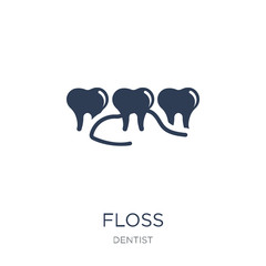 Floss icon. Trendy flat vector Floss icon on white background from Dentist collection