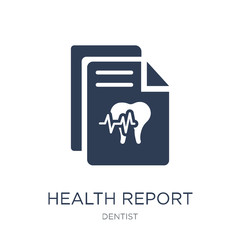 Health report icon. Trendy flat vector Health report icon on white background from Dentist collection