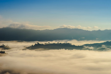 Obraz na płótnie Canvas The hills in the fog. Beautiful Morning landscape