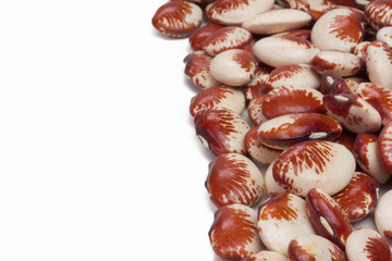 red fava in half frame in white background