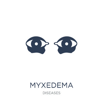 Myxedema icon. Trendy flat vector Myxedema icon on white background from Diseases collection