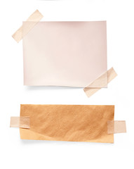 collection of various vintage note papers on white background