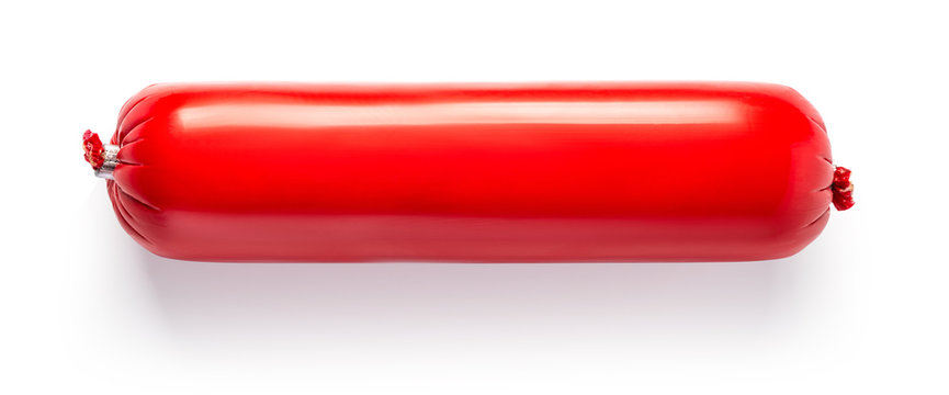 Salami or sausage packed isolated