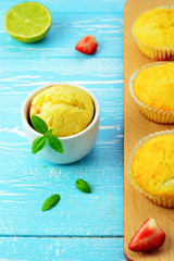 Lime and strawberry muffins