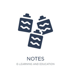 Notes icon. Trendy flat vector Notes icon on white background from E-learning and education collection