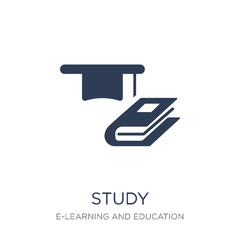 Study icon. Trendy flat vector Study icon on white background from E-learning and education collection
