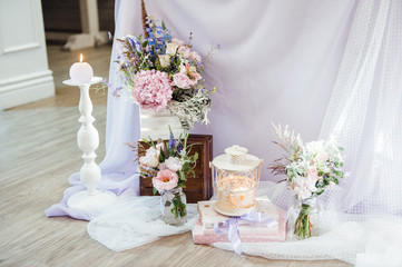 Wedding decoration with flowers and vintage elements