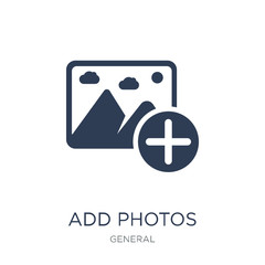 Fototapeta premium add photos icon. Trendy flat vector add photos icon on white background from general collection