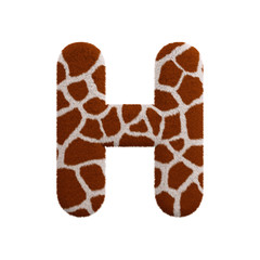Giraffe letter H - Upper-case 3d fur font - Safari, Wildlife or Africa concept