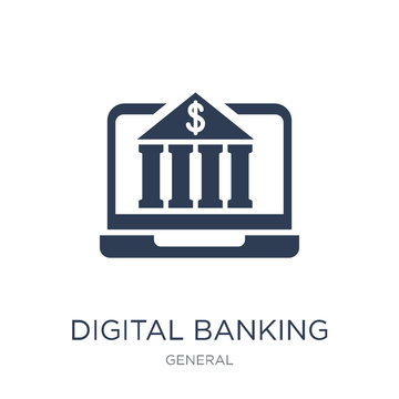 Digital Banking Icon. Trendy Flat Vector Digital Banking Icon On White Background From General Collection