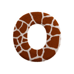 Giraffe letter O - Upper-case 3d fur font - Safari, Wildlife or Africa concept