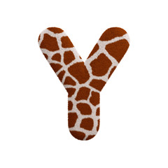 Giraffe letter Y - Upper-case 3d fur font - Safari, Wildlife or Africa concept