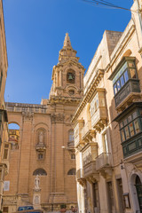 Fototapeta premium Floriana, Malta. Bell tower of the Cathedral of Saint Publius